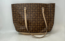 Load image into Gallery viewer, Guess Womens Brown Monogram Inner Pockets Double Handle Zipper Tote Bag