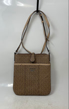 Load image into Gallery viewer, Guess Womens Brown Monogram Print Pockets Adjustable Strap Mini Crossbody Bag