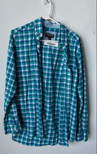 Load image into Gallery viewer, Johnston & Murphy Mens Green Blue Plaid Long Sleeve Button-Up Shirt Size M