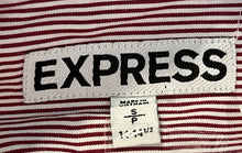 Load image into Gallery viewer, Express Mens Red White Striped Cotton Long Sleeve Collared Dress Shirt Size S