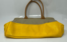 Load image into Gallery viewer, Authentic Tory Burch Womens Yellow Beige Pierson Dipped Jaden Tote Bag Damaged