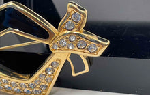 Load image into Gallery viewer, Authentic Swarovski Women's Gold-Tone Black Brooch With Crystal Accents