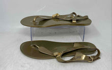 Load image into Gallery viewer, Michael Kors Womens Gold MK Plate Jelly Buckle Open Toe Thong Sandals Size 11M