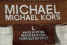 Load image into Gallery viewer, Michael Kors Mens White Beige Striped Collared Button-Up Shirt Size Large