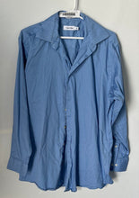 Load image into Gallery viewer, Calvin Klein Mens Blue Long Sleeve Spread Collar Dress Shirt Size 15.5 32/33