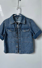 Load image into Gallery viewer, Steve Madden Womens Blue Denim Snap-Front Cropped Shirt Size XS With Tag