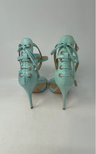 Load image into Gallery viewer, Marciano Womens Calixx Green Snakeskin Print Leather High Strappy Heels Sz 7.5M
