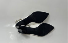 Load image into Gallery viewer, Marc Fisher Womens White Croc-Embossed Pointed Toe Block Slingback Heels Size 8M