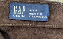 Load image into Gallery viewer, Gap Womens Brown Faux Leather High Rise Vintage Slim Trouser Pants Size 4/27R