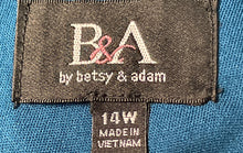 Load image into Gallery viewer, B&A By Betsy & Adam Womens Blue Ruched V-Neck Back Zip Sheath Dress Size 14W