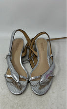 Load image into Gallery viewer, Schutz Womens Silver Leather Open Toe Block Heel Slingback Sandals Size 7B