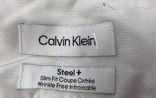 Load image into Gallery viewer, Calvin Klein Mens White Cotton Long Sleeve Collared Dress Shirt Size Large