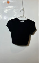 Load image into Gallery viewer, Zara Womens Black Crew Neck Short Sleeve Pullover Cropped T-Shirt Size Medium