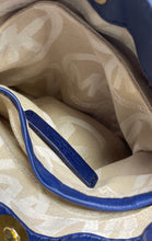 Load image into Gallery viewer, Michael Kors Womens Ludlow Blue Leather Adjustable Strap Studded Crossbody Bag