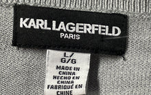Load image into Gallery viewer, Karl Lagerfeld Paris Womens Gray Button Sleeve Shimmer Pullover Sweater Size L