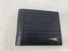 Load image into Gallery viewer, Jiangbao Mens Black Geometric Leather Inner Card Slots Bifold Wallet