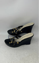 Load image into Gallery viewer, Athena Alexander Womens Black Gold Silver Slip-On Wedge Platform Heels Size 6