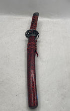 Load image into Gallery viewer, Japanese Samurai Katana Sword With Red Black Wrapped Handle & Patterned Scabbard