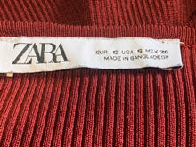 Load image into Gallery viewer, Zara Womens Burgundy Long Sleeve Crop Cardigan Sweater Size Small