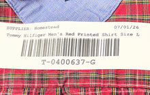 Load image into Gallery viewer, Tommy Hilfiger Mens Red Plaid Cotton Button-Down Long Sleeve Dress Shirt Size L