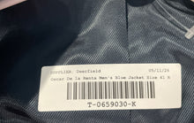 Load image into Gallery viewer, Oscar De La Renta Mens Blue Wool Notch Lapel Single Breasted Blazer Jacket 41R