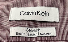 Load image into Gallery viewer, Calvin Klein Mens Purple Plaid Stretch Non-Iron Slim Fit Dress Shirt Size XL