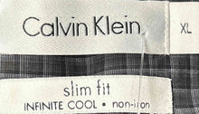 Load image into Gallery viewer, Calvin Klein Mens Gray Plaid Cotton Long Sleeve Slim Fit Button-Up Shirt Size XL