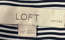 Load image into Gallery viewer, Loft Womens White Black Striped Cap Sleeve Button Front Blouse Top Size XXSP