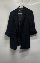 Load image into Gallery viewer, Zara Womens Black Roll-Tab Sleeve Notch Lapel Two-Button Blazer Size Medium
