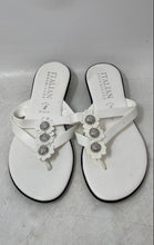 Load image into Gallery viewer, Italian Shoemakers Womens White Rhinestone Slip-On Thong Sandals Size 8