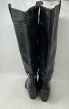 Load image into Gallery viewer, Unbranded Womens Black Croc Embossed Faux Leather Pull-On Knee High Boots Size 9