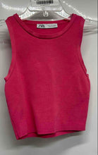 Load image into Gallery viewer, Zara Womens Pink Ribbed Sleeveless Round Neck Cropped Tank Top Size Small