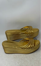Load image into Gallery viewer, Schutz Womens Gold Leather Slip-On Open Toe Slide Sandals Size 11 B