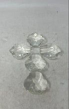 Load image into Gallery viewer, Oleg Cassini Style Clear Engraved Glass Crystal Religious Small Crucifix Cross