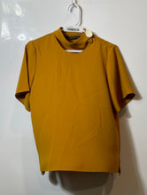 Load image into Gallery viewer, Zara Womens Mustard Short Sleeve Mock Neck Regular Fit Blouse Top Size M