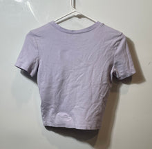Load image into Gallery viewer, Zara Womens Lilac Short Sleeve Round Neck Pullover Cropped T-Shirt Size Small