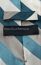 Load image into Gallery viewer, Perry Ellis Mens Multicolor Striped Silk Adjustable Designer Formal Pointed Tie