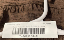 Load image into Gallery viewer, Zara Womens Brown Textured Long Sleeve Asymmetrical Hem Blouse Top Sz M W/ Tags