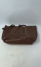 Load image into Gallery viewer, BCBG Womens Brown Leather Bag Charm Double Handle Tote Handbag