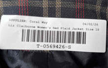Load image into Gallery viewer, Liz Claiborne Womens Red Plaid Long Sleeve Button Front Jacket Size 10