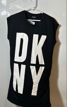 Load image into Gallery viewer, DKNY Womens Black Short Cap Sleeve Crew Neck Pullover T-Shirt Dress Size Medium