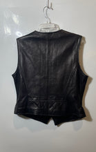 Load image into Gallery viewer, Wilsons Leather Womens Black Front Pockets V-Neck Full-Zip Biker Vest Size XL