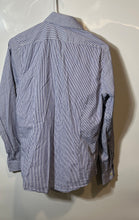 Load image into Gallery viewer, Express Mens Blue And White Striped Cotton Long Sleeve Dress Shirt Size S