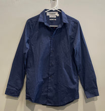 Load image into Gallery viewer, Calvin Klein Boys Blue Printed Slim Fit Stretch Long Sleeve Dress Shirt Size 20