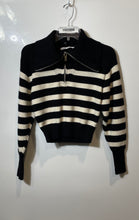 Load image into Gallery viewer, Zara Womens Black White Striped Long Sleeve Quarter-Zip Pullover Sweater Size S