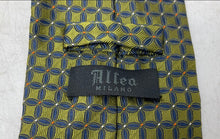 Load image into Gallery viewer, Altea Milano Mens Green And Blue Geometric Silk Keeper Loop Pointed Tie