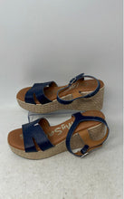 Load image into Gallery viewer, Oh! My Sandals Womens Madrid Blue Leather Wedge Heel Espadrille Sandals EUR 37