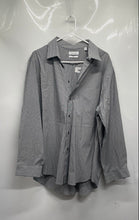 Load image into Gallery viewer, Calvin Klein Mens Gray Striped Slim Fit Stretch Long Sleeve Dress Shirt Size 2XL