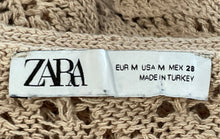 Load image into Gallery viewer, Zara Womens Khaki Open Knit Long Sleeve V-Neck Pullover Sweater Size M