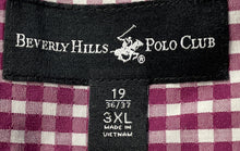 Load image into Gallery viewer, Beverly Hills Polo Club Mens Berry White Check Long Sleeve Dress Shirt Sz 3XL 19